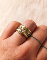 Simple Architectural in 18k Yellow Gold with White Diamonds