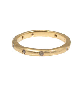 2.5mm Modeled Band in 18k Rose Yellow Gold with White & Cognac Diamonds