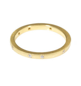 Simple Architectural Gold Band with White Diamonds in 18k Yellow Gold