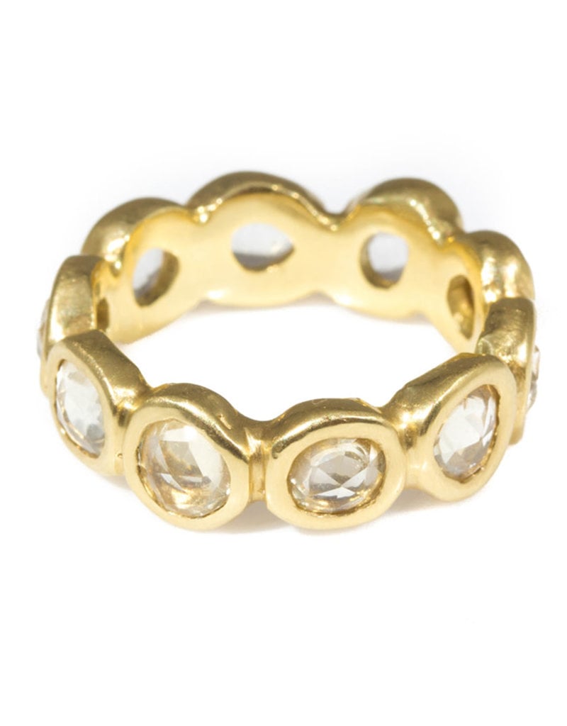 Eternity Band with Yellow Rose Cut Organic Sapphires in 18k Yellow Gold