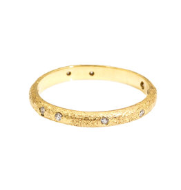 2.25 mm Diamond Sand Textured Band in 18k Yellow Gold with White Diamonds