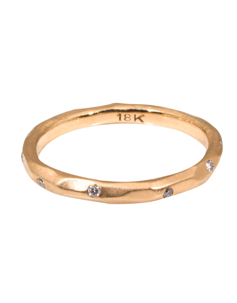 2.25 mm Faceted Band in 18k Rose Gold with White Diamonds