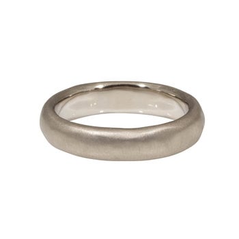 5mm Half Round Band with Modeled Texture in 18k Palladium White Gold