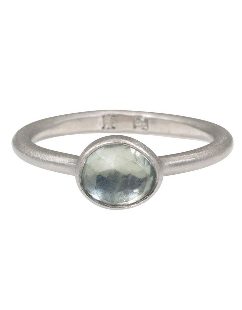 Organic Shaped Pale Yellow-Green Sapphire Ring in Palladium