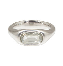 Antique Cushion Cut Oval Diamond Ring in Platinum