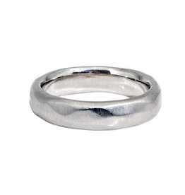 5mm Half Round Wide Faceted Platinum Band