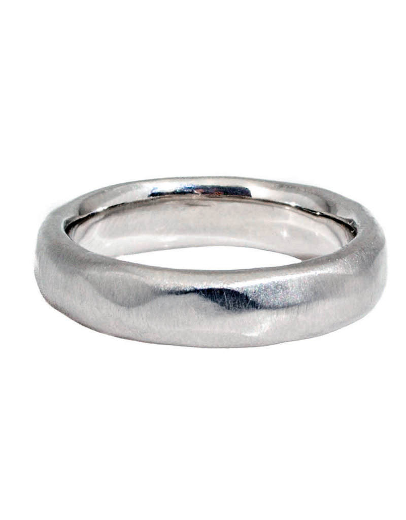 5mm Half Round Wide Faceted Platinum Band