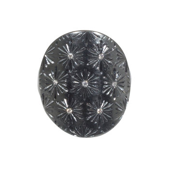 Shibori Ring with 5 White Diamonds in Oxidized Silver