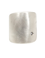 Flat Cuba Ring in Silver with White Sapphire