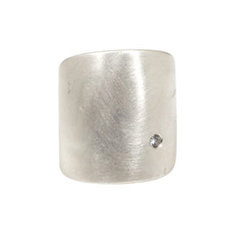 Flat Cuba Ring in Silver with White Sapphire