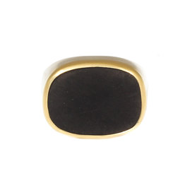 Rectangular Jet  Ring with 18k Gold and Silver