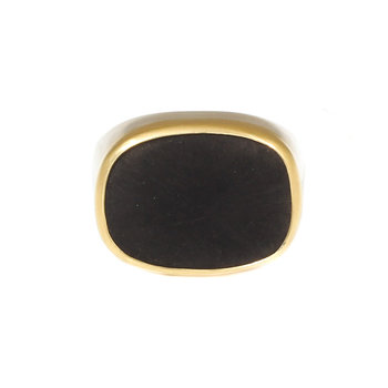 Rectangular Jet  Ring with 18k Gold and Silver