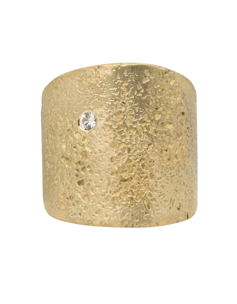 Textured Cuba Ring in Bronze with 2.5 mm White Sapphire