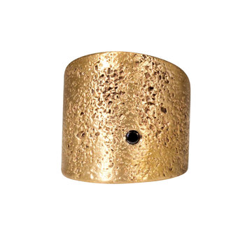 Textured Cuba Ring in Antique Bronze with 2.5 mm Black Diamond