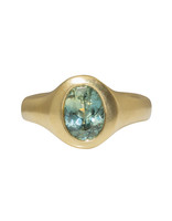 Oval Celadon Green Sapphire Ring in 18k Yellow Gold