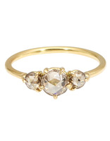 Tura Sugden Three Stone Ring with Rose Cut Diamonds in 18k Yellow Gold