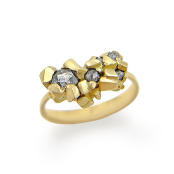 Sugar Cluster Ring with Rosecut Diamonds in 18k Yellow Gold