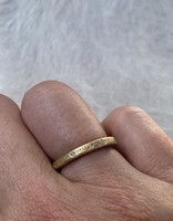Simple Architectural Gold Band with White Diamonds in 18k Rose Yellow Gold and Sand Texture