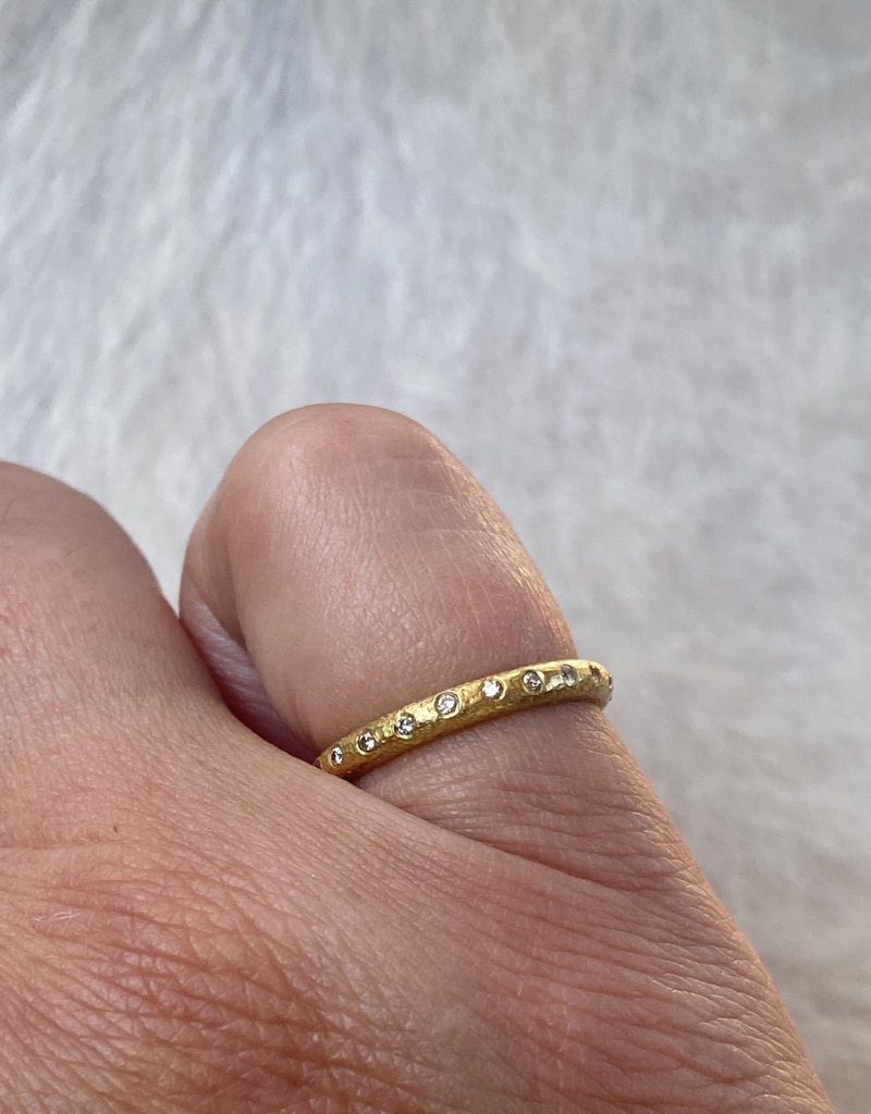 Eternity Diamond Band with Sand Texture in 22k Gold