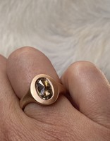 Oval Cognac Diamond Ring in 14k Rose Gold