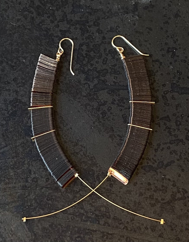 Rust Drop Earrings with Copper-Colored Sequins