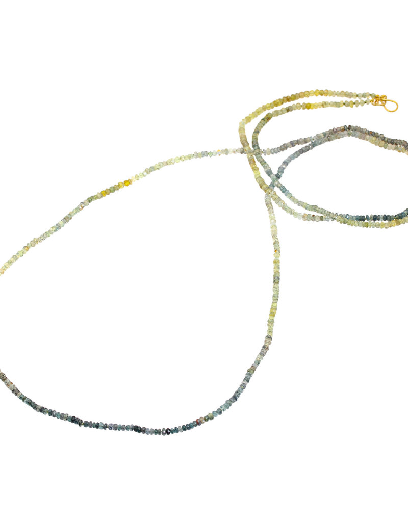 Olive & Teal Ombre Sapphire Necklace with 18k Gold Clasp
