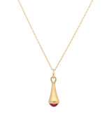 Marian Maurer City Drop Pendant with Oval Ruby Cabochon in 18k Yellow Gold