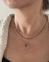 Gold Droplets Necklace in Oxidized Silver and 18k Gold - 20"