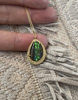 Opal Pendant in Sand-Textured 18k Yellow Gold