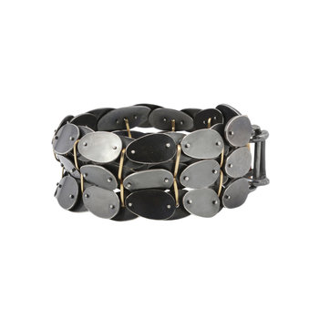Laura Lienhard Oxidized Leaf Bracelet in Silver and 18k Gold