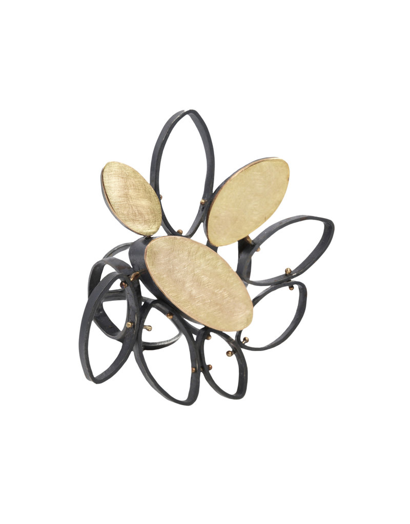 Laura Lienhard Open Leaf Ring in 18k Gold and Oxsilver