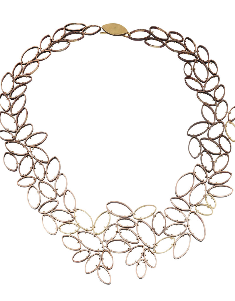 Laura Lienhard Daisy Chain Collar in Shibuichi, and 18k gold