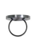 Circle X Ring in Oxidized Silver with Diamonds