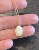 Fossilized Faceted Walrus Ivory Pendant in 18k Gold