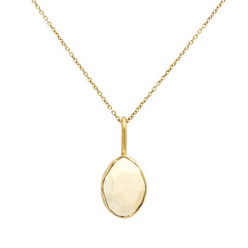 Fossilized Faceted Walrus Ivory Pendant in 18k Gold