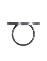 Oval Ring in Oxidized Silver with 7 White Diamonds
