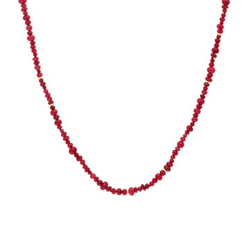 Ruby Rondell Necklace with 18k Gold Beads and Handmade Clasp