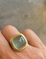 Big Sur Goldsmiths Green Beryl Ring in 18k Gold with 22k Gold Bezel