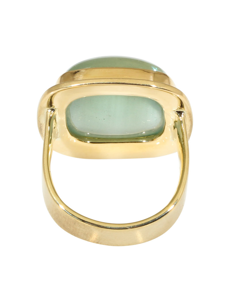 Big Sur Goldsmiths Green Beryl Ring in 18k Gold with 22k Gold Bezel