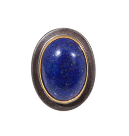 Big Sur Goldsmiths Lapis Ring with 22k Gold Bezel in Oxidized Silver