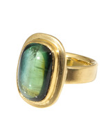 Big Sur Goldsmiths Spectrum Tourmaline Ring in 18k Gold with 22k Gold Bezel