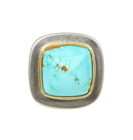 Big Sur Goldsmiths Sugarloaf Turquoise Ring in Silver, 18k & 22k Gold