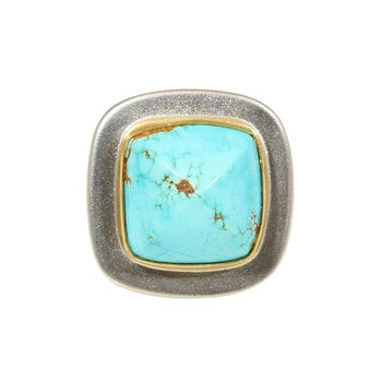 Big Sur Goldsmiths Sugarloaf Turquoise Ring in Silver, 18k & 22k Gold