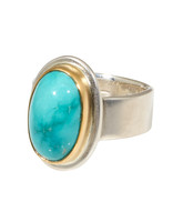 Big Sur Goldsmiths Fox Mine Turquoise Ring in Silver with 22k Gold Bezel