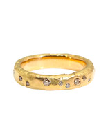 Celestial Ring in 18k Yellow Gold with White and Cognac Diamonds