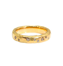 Celestial Ring in 18k Yellow Gold with White and Cognac Diamonds