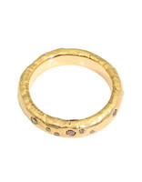 Celestial Ring in 18k Yellow Gold with White and Cognac Diamonds