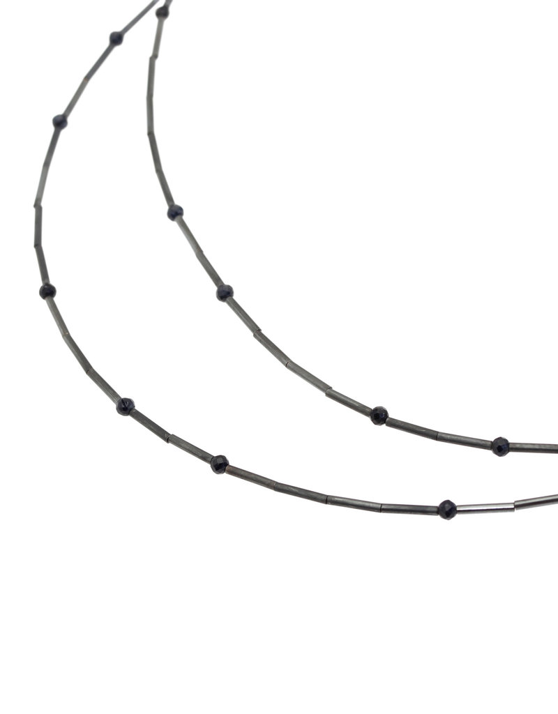 Black Spinel Droplets Necklace - 30"