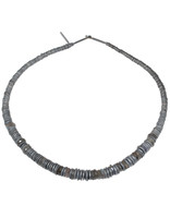 Pancake Bead Necklace in Oxidized Silver with Labradorite