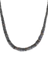 Pancake Bead Necklace in Oxidized Silver with Labradorite